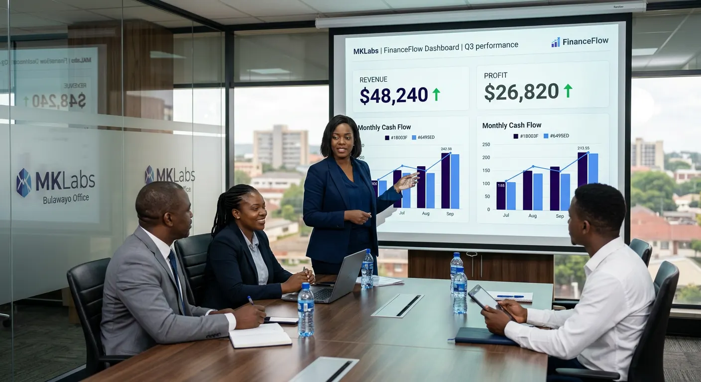 FinanceFlow presented in a boardroom