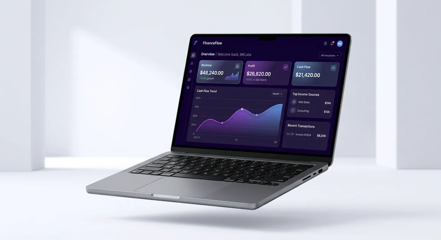 FinanceFlow dashboard on a laptop